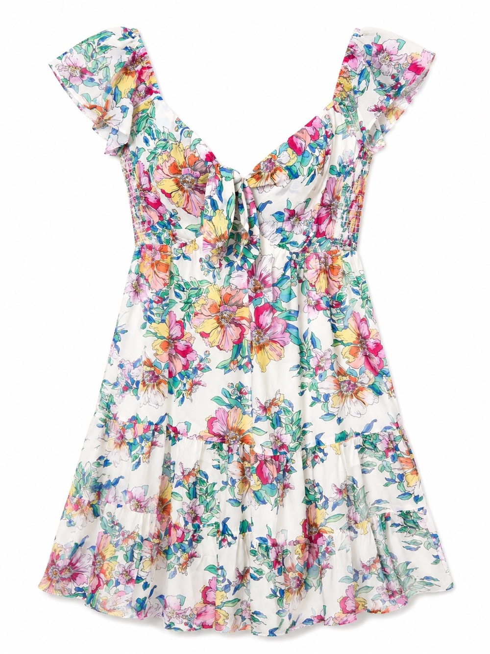 Hale Bob Floral Babydoll Mini Dress Cottagecore Coquette Garden Party NWT Sz XS